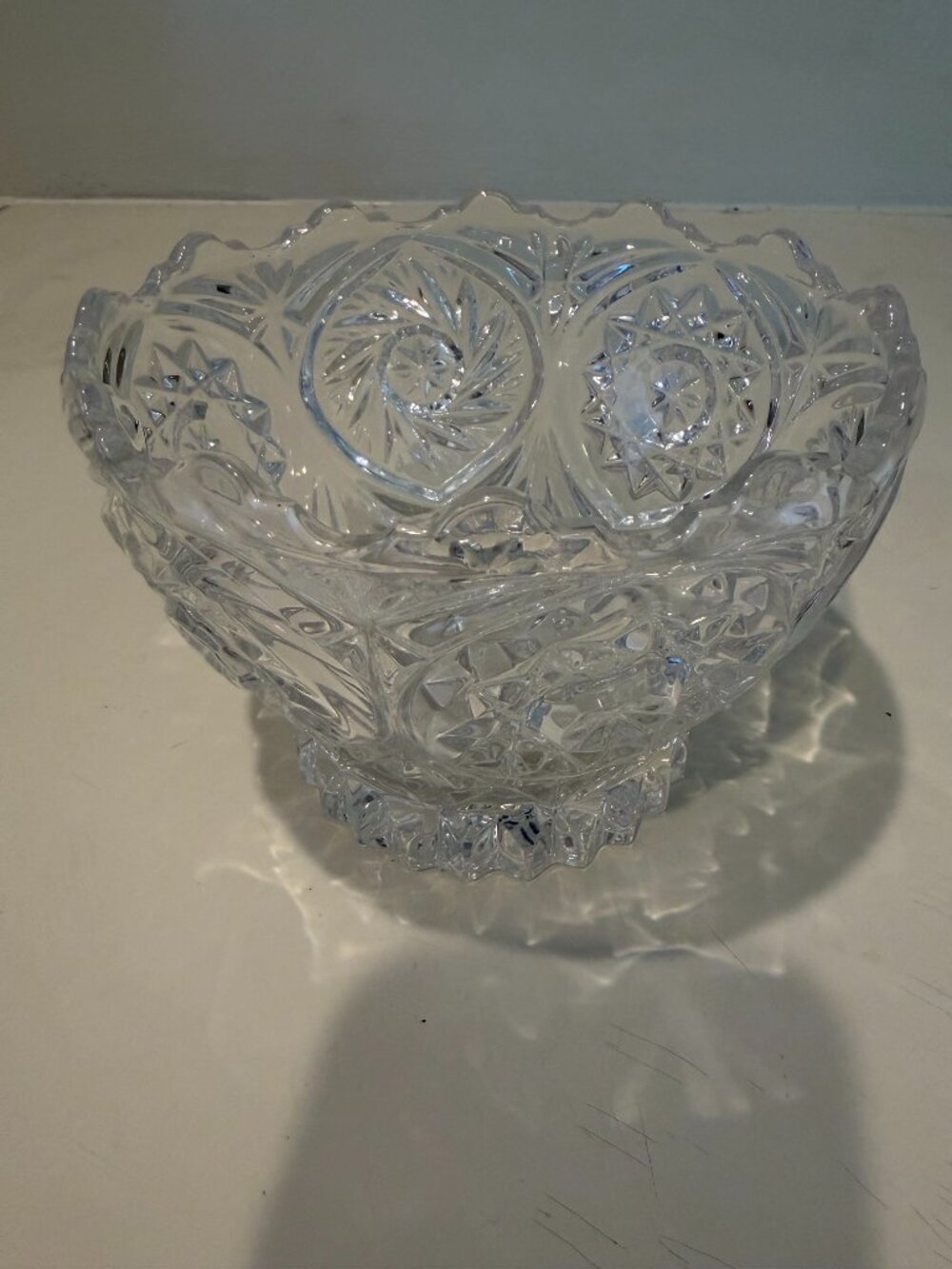 ANTIQUE IMPERIAL GLASS HOBSTAR WHIRLING STAR PINWHEEL BERRY BOWL 5-1/2" Diameter